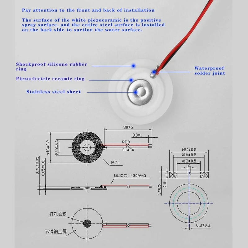  Atomization Disc, 5V Module USB Humidifier Atomization Plate  Circuit Board Atomization Module with Timing Switch 20mm 110KHz Mist  Atomizer DIY Humidifier with PCB 5V for Home for Family (4) : Home