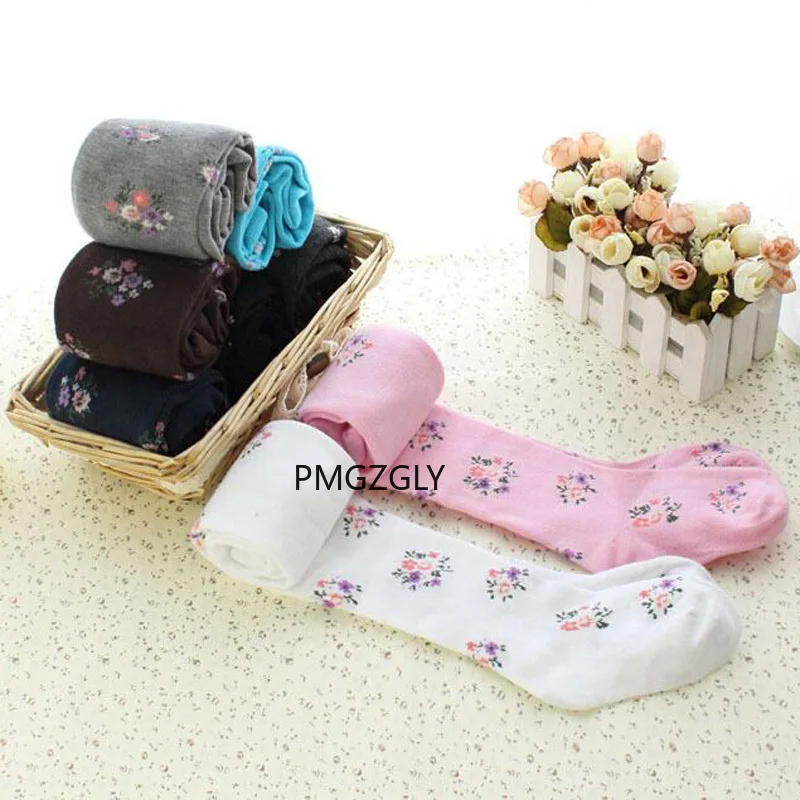 Girls Tights Stockings for Baby Toddler Kids Children Knitted Floral Girl Pantyhose Elastic Cotton Flower Child Style 2-8 Years