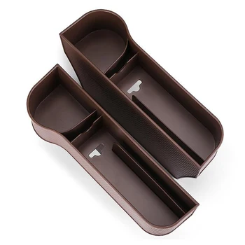 

Car Seat Storage Slot Box, Multi-Functional Slot Storage Box, Carbon Fiber Cup Holder Storage Box Finisher (Brown)