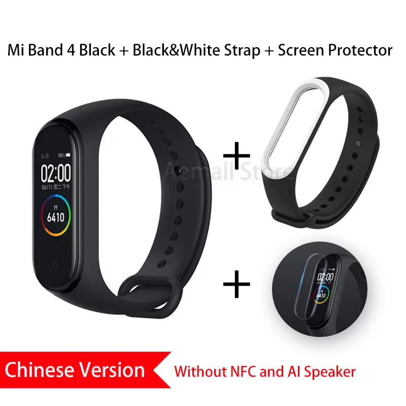 CN CSBlackwhite Xiaomi Mi группа 4 смарт-браслет Цвет Экран активно-матричные осид сердечного ритма Водонепроницаемый спортивные Фитнес Bluetooth гарнитура глобальная версия - Цвет: CN CSBlackwhite