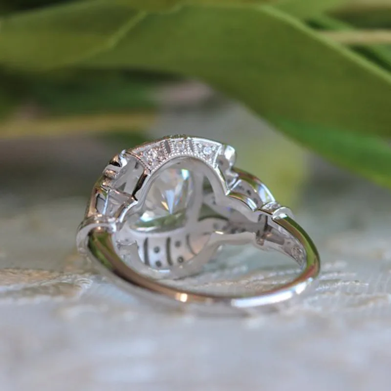 Anillos Silver Classic Flower Female Cubic Zirconia Stone Ring Unique Pattern Jewelry For Wedding Rings For Men Women Gifts