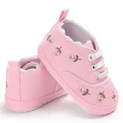 Обувь для маленьких девочек белая Милая Цветочная вышитая мягкая обувь для ползунков Прогулочная ДЕТСКАЯ Обувь для малышей первые ходунки