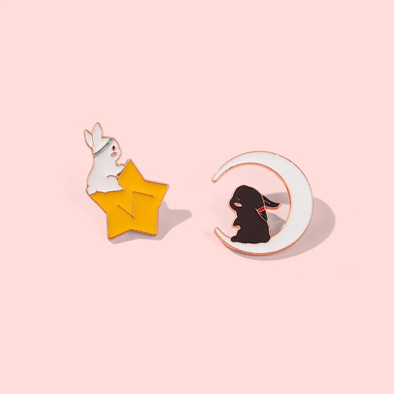 The Untamed Chinese Anime Mo Dao Zu Shi Enamel Pin Wei Wuxian Lan Wangji Couple Black White Rabbit Bag Clothes Lapel Badge | Украшения и