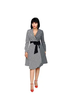 

plaid dress clubwear long sleeve dinner for womblack office legant bodycon African women's Dashiki Printed long shirt size