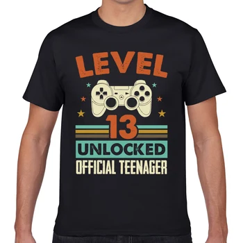 

Tops T Shirt Men level 13 unlocked official nager 13th birthday Funny White Geek Print Male Tshirt XXXL