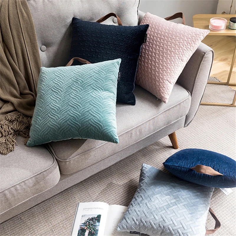 

New Nordic Simple Dutch Velvet Three-dimensional Embossed Portable Pillow Home Portable Cushion Sofa Waist Pillowcase