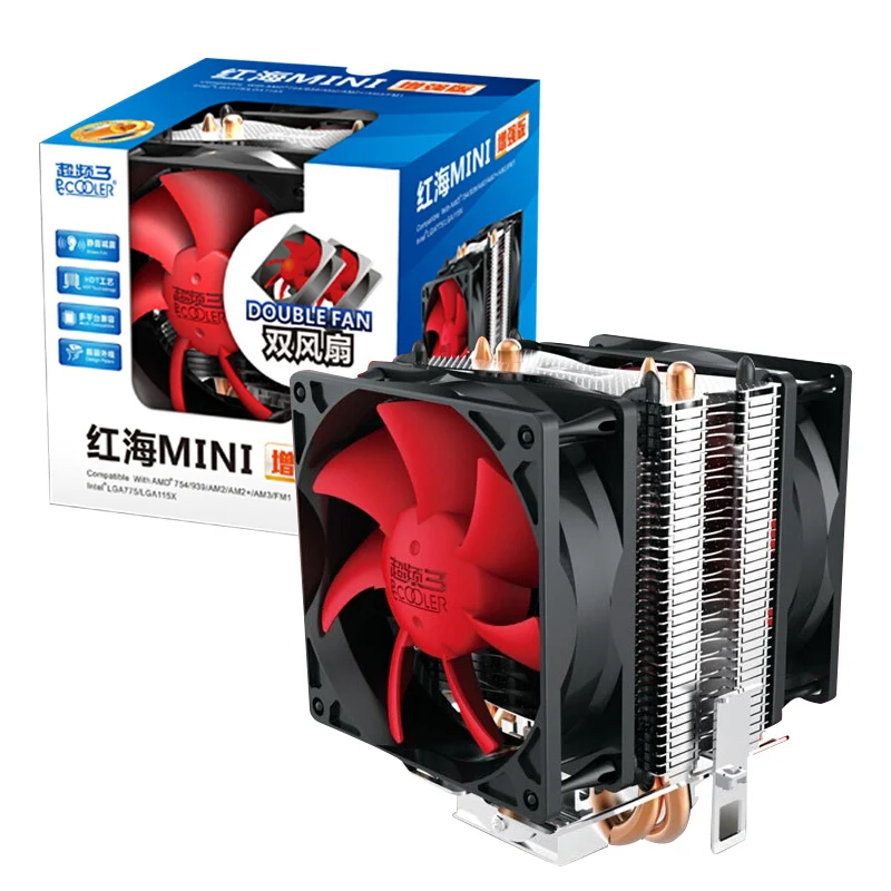 Pccooler cpu охлаждение с двойным 8 см вентилятором для AMD и Intel платформы высокой производительности