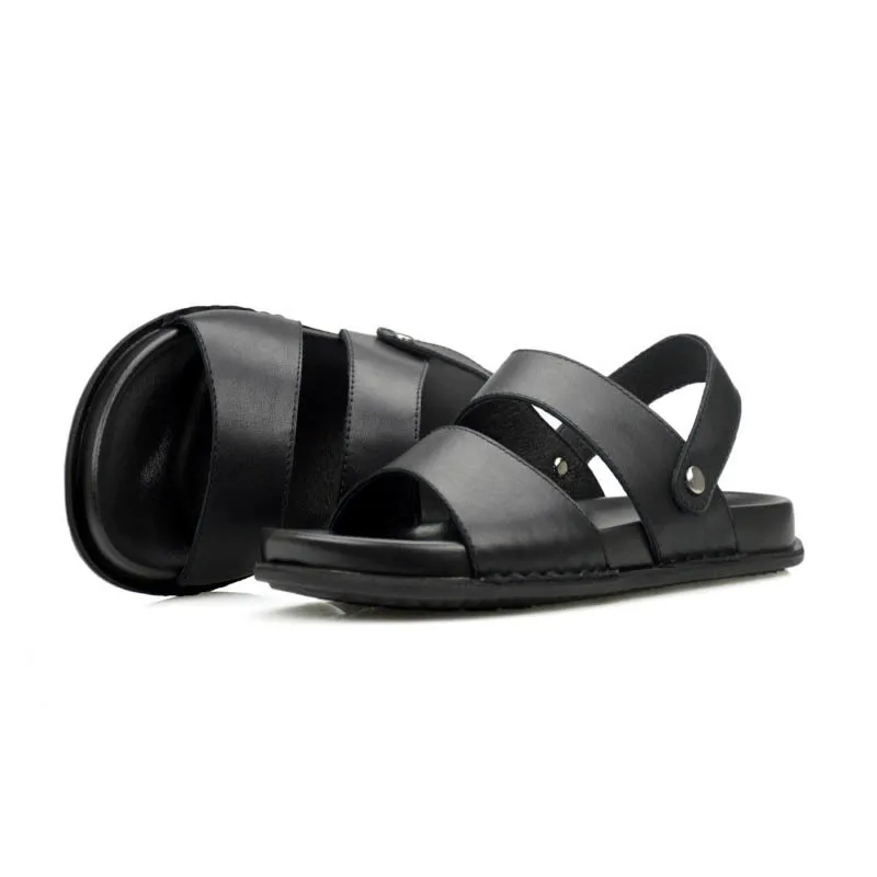 

Мужские сандалии из натуральной кожи, на толстой плоской подошве, без застежки