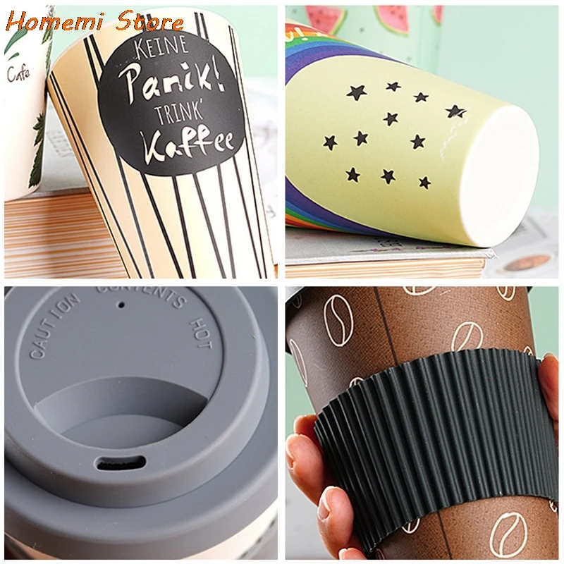 500ML Water Cup Eco Friendly Bamboo Reusable Travel Cup Outdoor Portable Mug Tea Coffee Cup Water Juice Mug With Lid For Gift