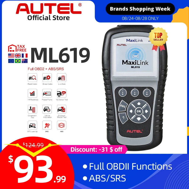 AUTEL MaxiLink ML619 OBD диагностический инструмент OBD2 сканер автомобильные Инструменты