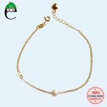 ElfoPlataSi, подлинный модный 925 пробы, серебряный, милый, золотой браслет-цепочка для женщин, жены, девушек, леди, свадебные ювелирные изделия, подарок DS2280