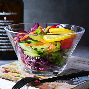 

INS Transparent Salad Bowl Set Glass Bowls Ice Cream Desserts Fruit Salad Bowls Household Creative Round Tableware Accessories