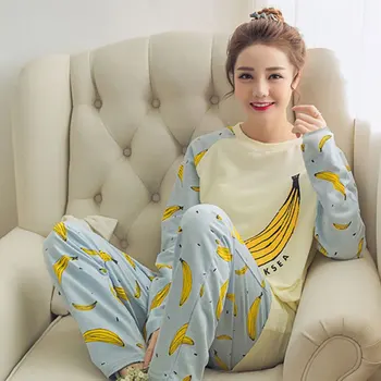 

Pajamas Sets Spring Autumn Thin Cartoon Pyjamas Women's Long Sleepwear Suit Youth Home Wear Woman Female Sleepwear Set