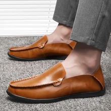 Мужская прогулочная обувь; Лоферы без шнуровки; обувь на плоской подошве; летние мужские водонепроницаемые мокасины из микрофибры; итальянская обувь для вождения ручной работы; Размеры 37-47