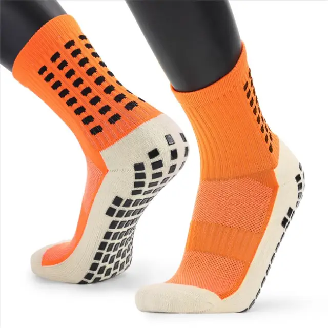New Men's Sports Socks Thick Towel Bottom Men's Mid-tube Dispensing Non-slip Football Socks Basketball Socks Sports Stockings Orange
