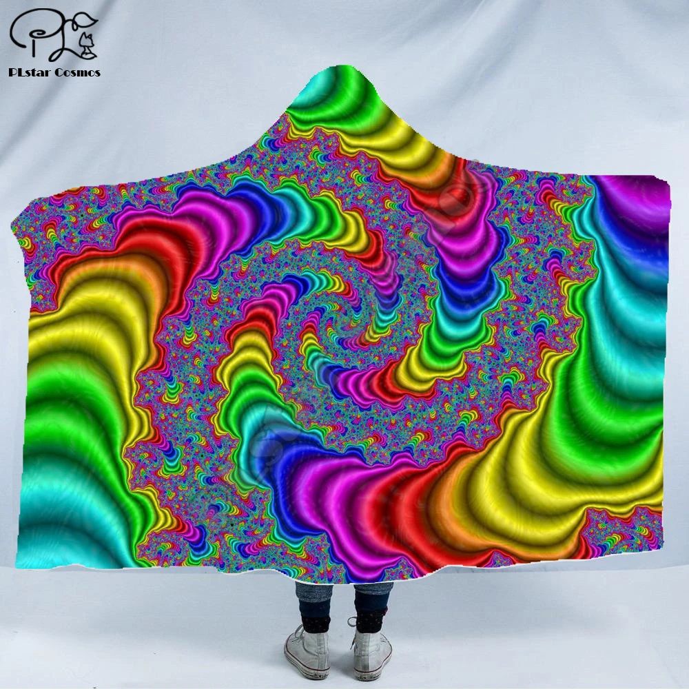 

Cool Psychedelic Graffiti Character Hooded Blanket Adult colorful child Sherpa Fleece Wearable Blanket Microfiber Bedding c-005
