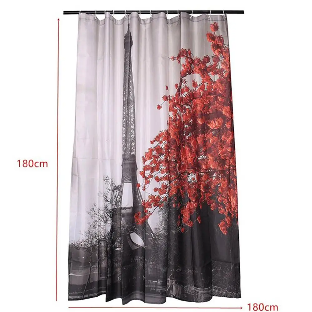 Tower Bathroom Carpet Shower Curtain Four-piece Toilet Bathtub Anti-skid Shower Curtain Floor Mat Set