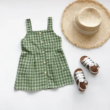 

Summer Baby Girl Dress Cotton Cute Princess Dress Toddler Plaid Classic Casual Outfit Beach Sun Dresses Kids Children Vestido