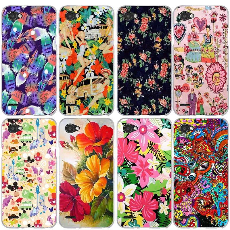 

Soft TPU Phone Case Cover for LG V10 V20 V30 G2 G3 Mini G4 G5 G6 K4 K7 K8 K10 2017 Nexus 5X Aloha Girls Fabric Frida Flower Art