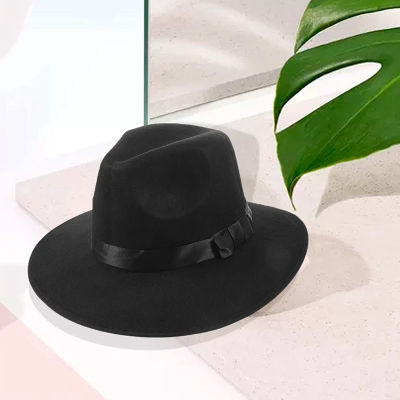 Винтаж унисекс воздуходувки шерсть фетр Fedora Трилби Дерби джаз шляпа(черный