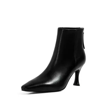 

2020 Fall Shoes Women Ankle Boots Genuine Leather Back Zipper High Heels Boots For Girls Party Wedding Winter Boots