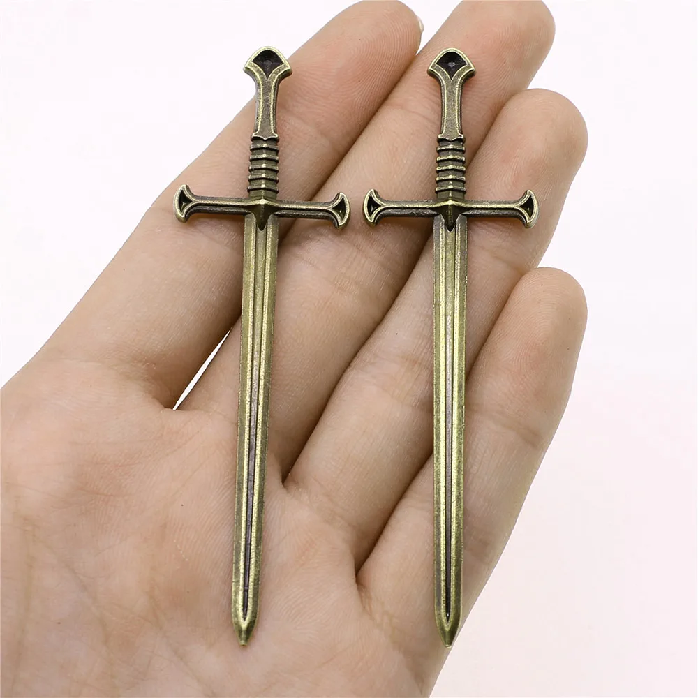 Wholesale Jewelry Lots Antique Bronze Color 25x87mm Sword Pendants Making 40 Pieces | Украшения и аксессуары