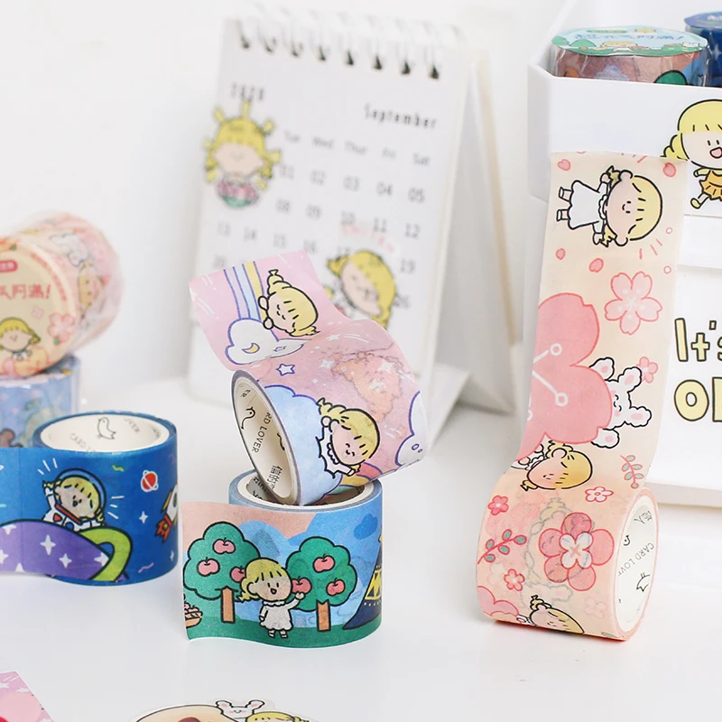Cute girl universe travel series Bullet Journal Washi Tape DIY Скрапбукинг этикетка для маскирующей ленты