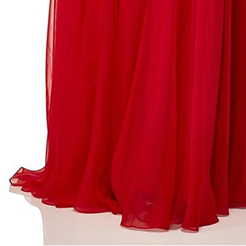 Red VKbridal шифоновые вечерние платья с перекрестной спинкой, длинное ТРАПЕЦИЕВИДНОЕ ПЛАТЬЕ С Открытой Спиной для выпускного вечера, зимние вечерние платья, Новое поступление - Цвет: Red