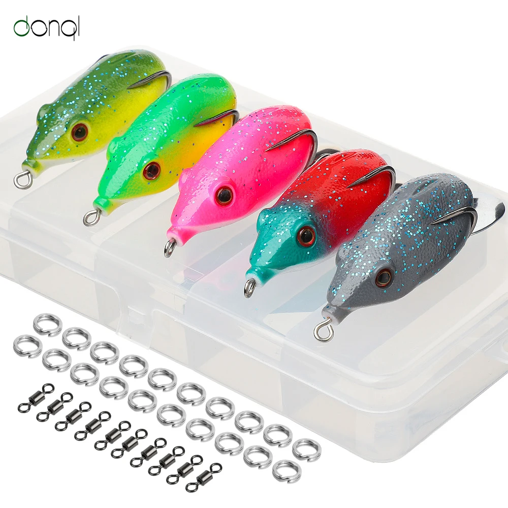 Lure Kit 5Pcs DONQL 5 шт./кор. лягушка блесток рыболовные приманки Искусственные Силиконовые ложки Топ воды Ray приманка для рыбы в виде мягкой лягушки рыболовные приманки, наживки снасти - Цвет: Lure Kit 5Pcs