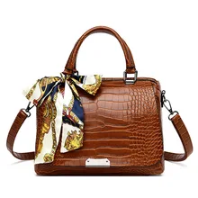 Высококачественная кожаная сумка, модная женская сумка, новинка, женские сумки на одно плечо, сумка-мессенджер с шелковым шарфом, сумка-тоут, дизайнерская сумка