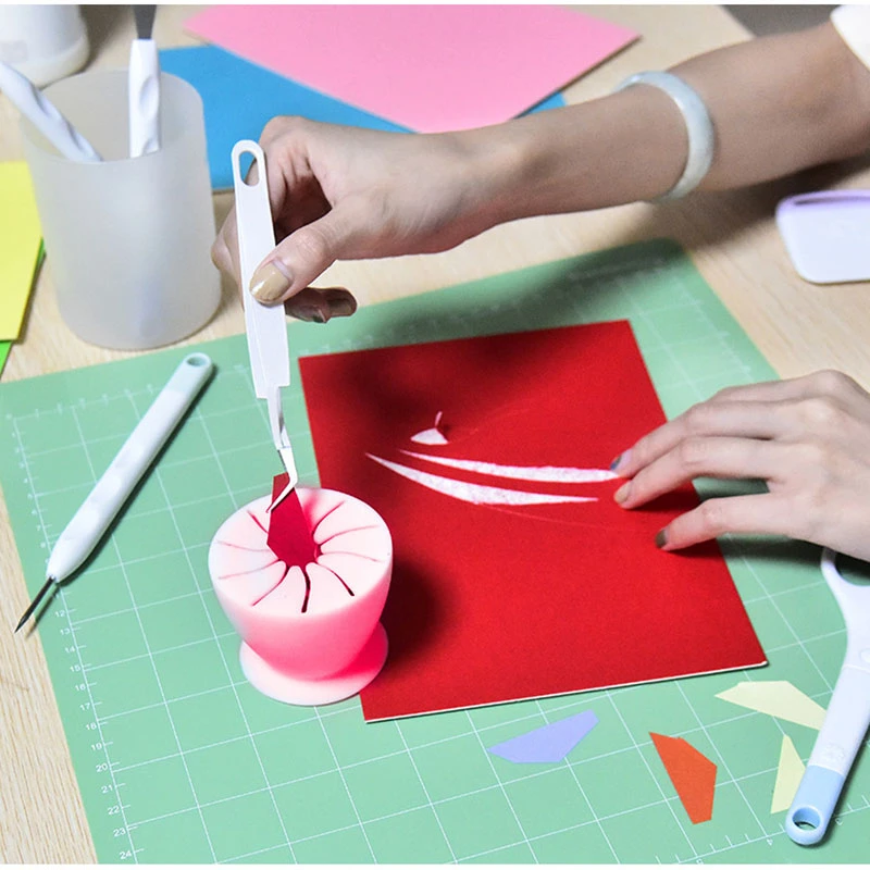 Silicone Storage Box Weeding Scrap Collector Ring Holder Heat Transfer Vinyl Handcraft Container Tool For Card Making Accessries