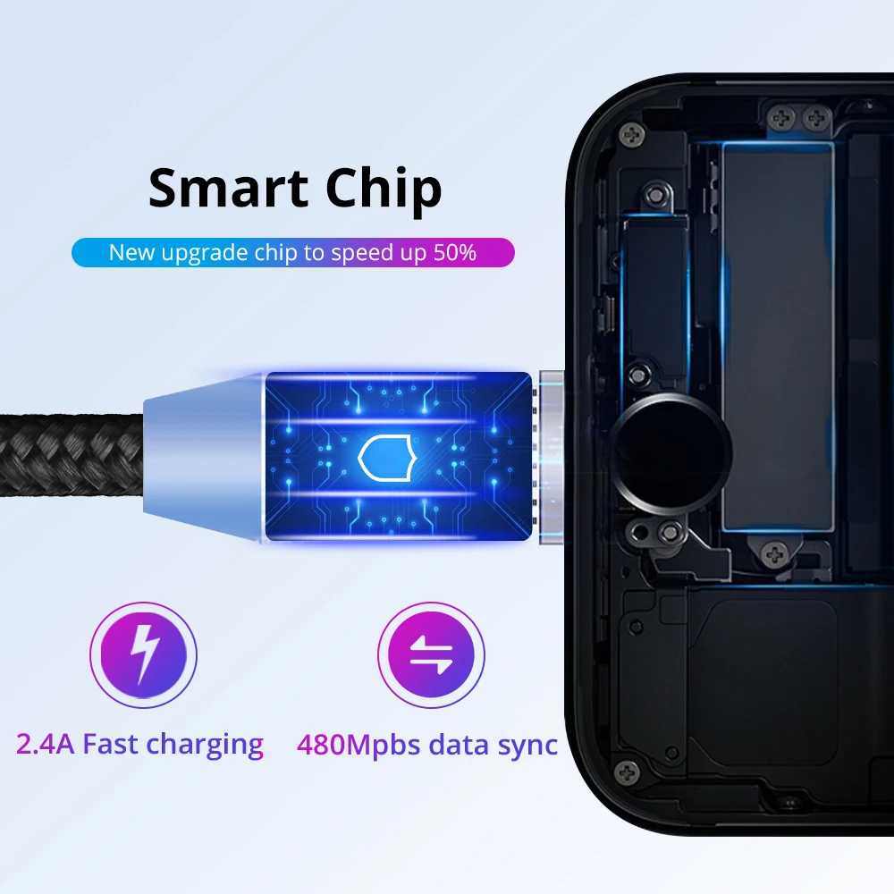 Магнитный Micro USB кабель для передачи данных iPhone Android мобильный телефон Type C быстрой