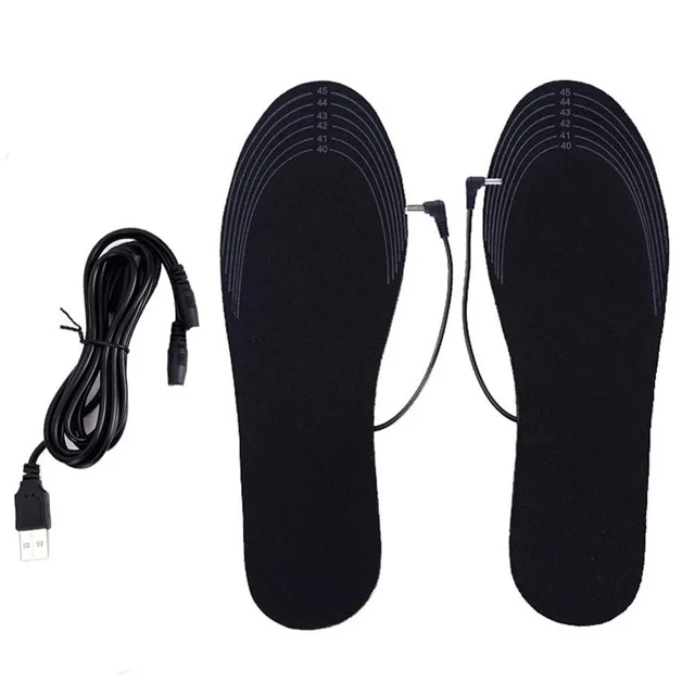 1 пара USB стельки с электрическим подогревом для ног, согревающий коврик для ног, носок для взрослых, зимние стельки для обуви, стельки для спорта на открытом воздухе - Цвет: Black 40-44