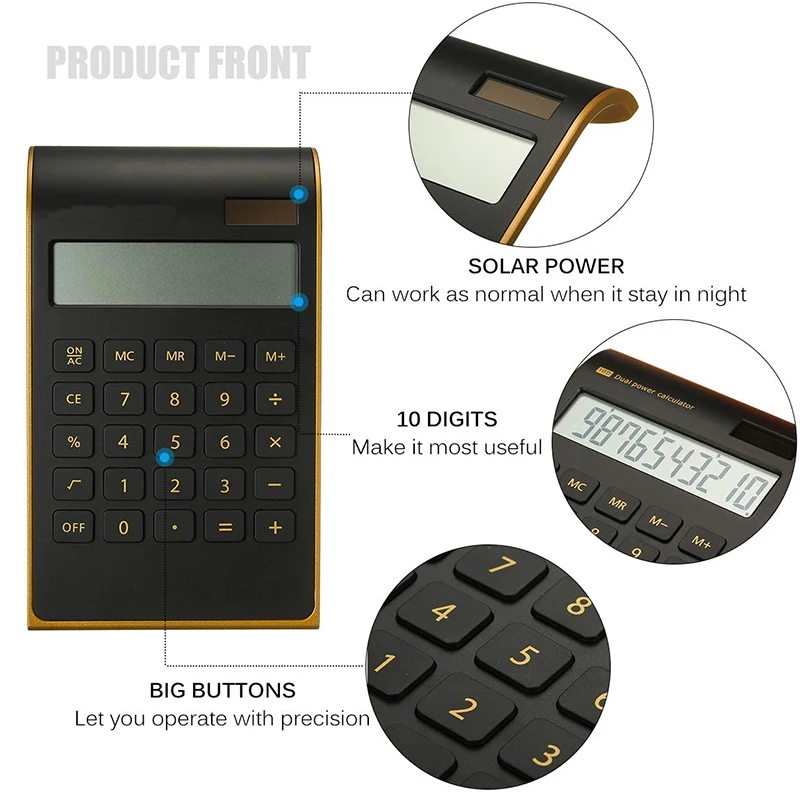 Тонкий портативный калькулятор Солнечная энергия батарея двойной 10 цифровой ЖК-дисплей Электронные Счетные инструменты для офиса школы