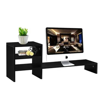 

Wood Computer Monitor Stand Raiser with 3 Tier Desktop Organizer Storage Shelf and PC Screen TV Riser for Home Office