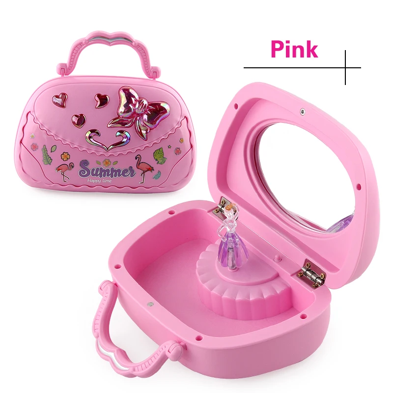 Новая ручная музыкальная шкатулка, пластиковая шкатулка для хранения ювелирных изделий, вращающаяся музыкальная шкатулка для балерины, подарок для девушки, рождественский подарок, домашний декор - Цвет: Pink