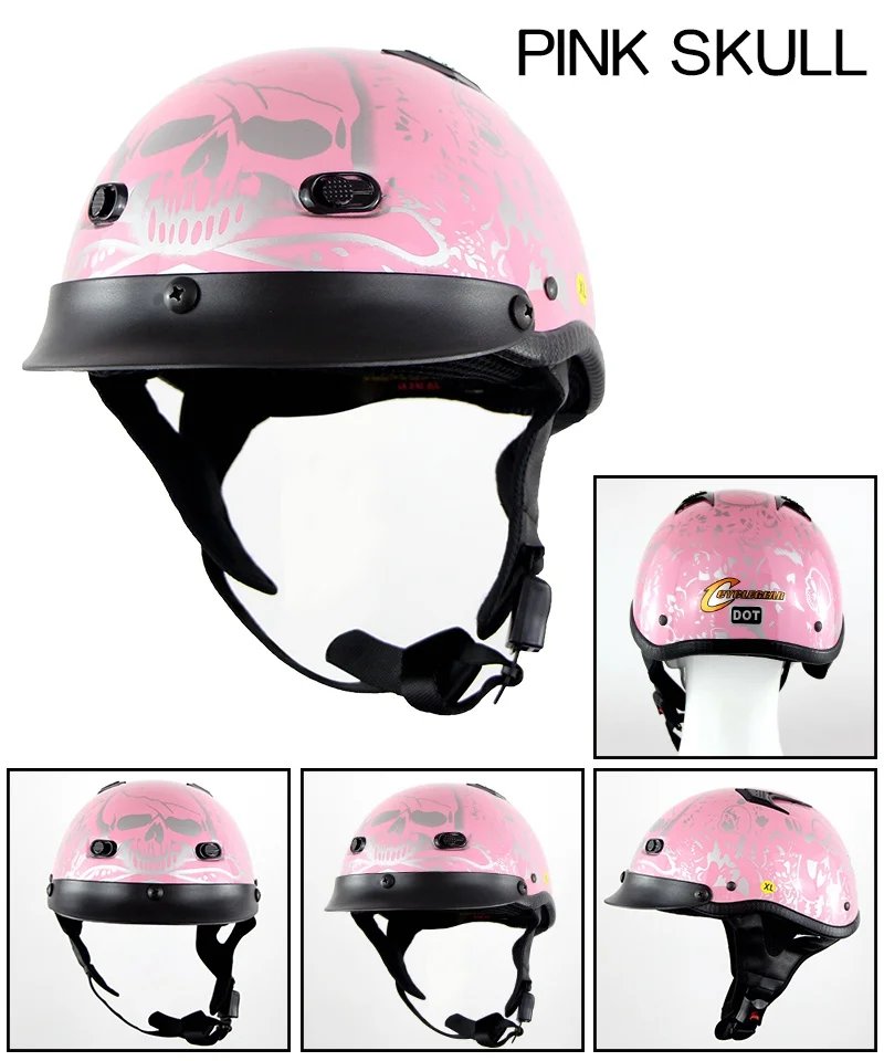 Мото rcycle шлем электрический автомобиль capacete casco мото мопед шлем призрак голова Половина велосипед мото крест шлем хищника - Цвет: PINK SKULL
