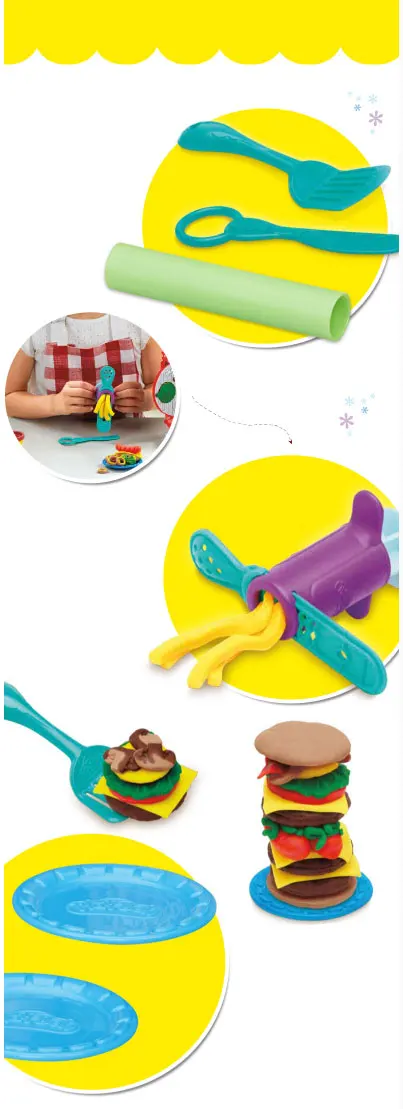 Оригинальная hasbro плей до образования Цвет грязи Вкусный гамбургер, набор детской одежды Пластилин ручной работы игрушки для детей, подарок