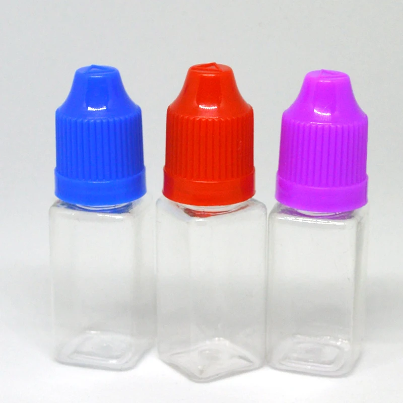 

10 шт. прозрачная пустая Квадратная бутылка для домашних животных 10 мл жесткая пластиковая капельница бутылки с безопасной для детей крышкой E жидкая игла флакон