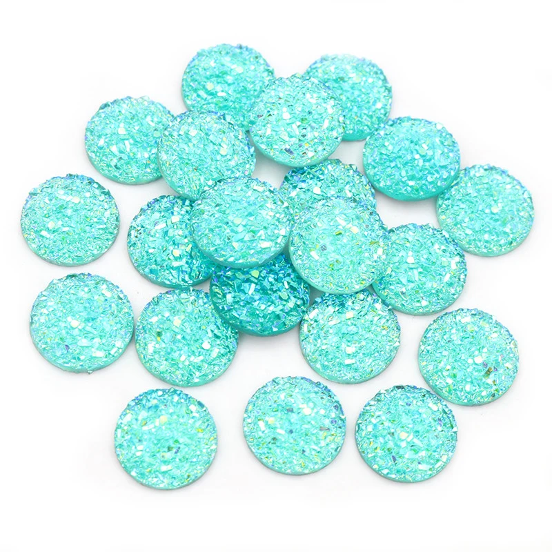 Fashion 40pcs 8mm 10mm 12mm  Mix Colors Druzy Natural Stone Convex Flat back Resin Cabochons Jewelry Accessories Supplies wholesale earring components Jewelry Findings & Components