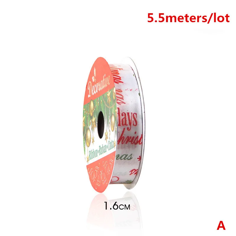1.6CM -A New5.5meter Красивое оформление на Рождество ленты полоски 1,6 см-2,5 см Ширина diy бант для рождественской ёлки подарочная упаковка букета ленты - Цвет: 1.6CM -A