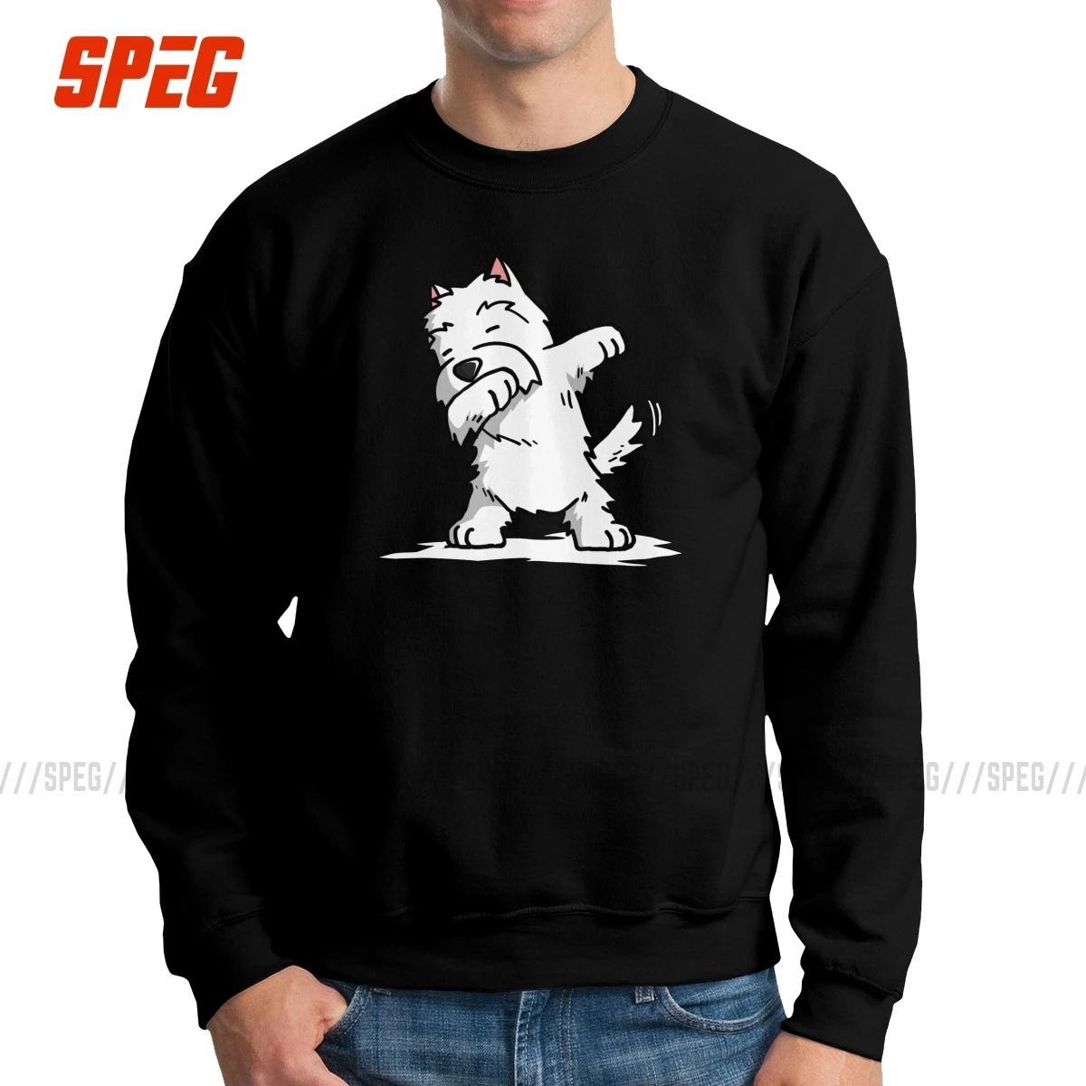 

Men's Dabbing West Highland White Terrier Dog Hoodie Awesome Sweatshirts Cotton Printed Pullovers for Men