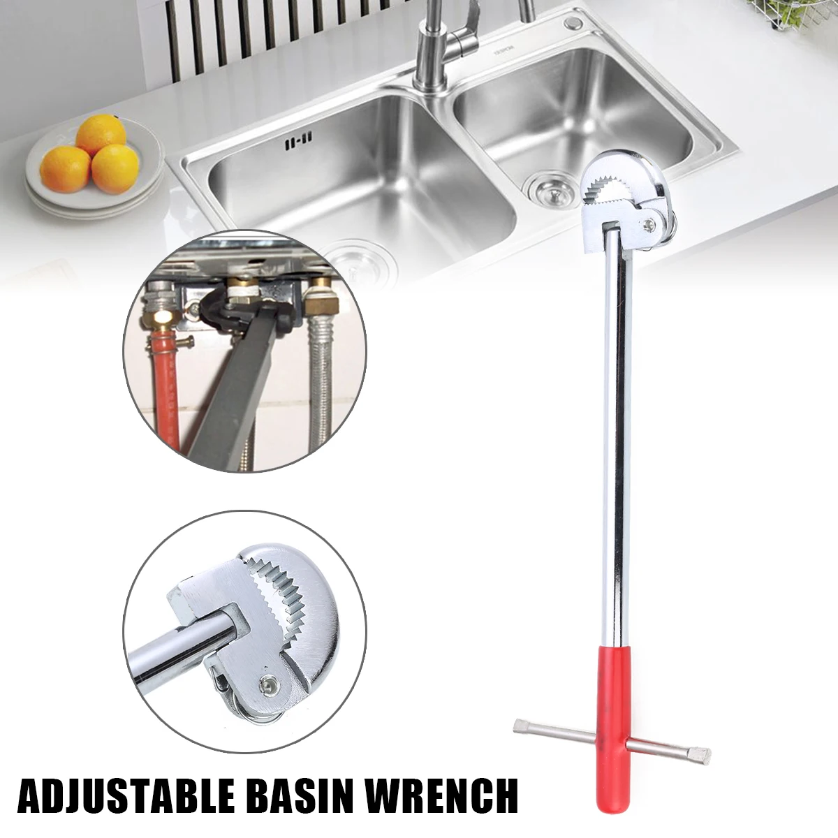 11inch T Type Adjustable Basin Wrench Tap Steel Sink Spanner Plumbers