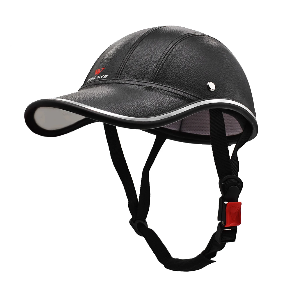 WOSAWE шлем для верховой езды, мотоциклетный полушлем, бейсбольная кепка, стильный полулицевой шлем для электрического велосипеда, самоката, защитная жесткая шапка - Цвет: Черный
