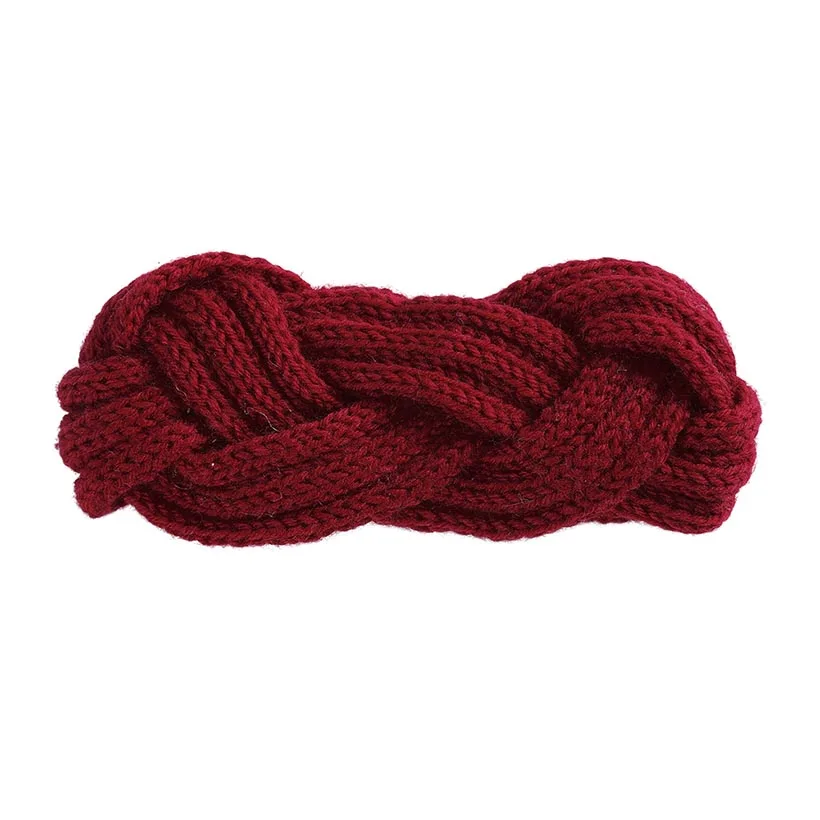 LEVAO, эластичная шерстяная вязаная повязка на голову, перекрещивающаяся повязка на голову для женщин, ободок, тюрбан для девочек, мягкие аксессуары для волос, богемский узел, повязка на голову - Цвет: red