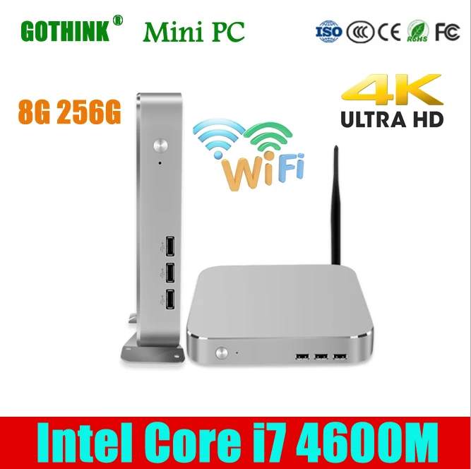 GOTHINK мини ПК с WiFi Intel Core i7 4600M 8G 256G двухъядерный четырехъядерный 2 9 ГГц WIN7/8/10 LINUX
