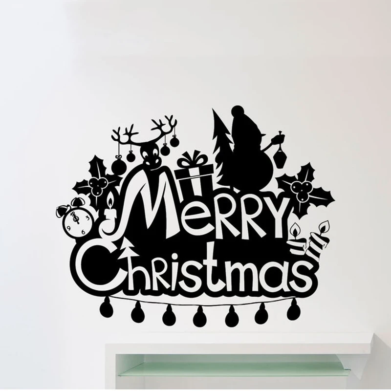 cheap Merry Christmas Wall Sticker Christmas Tree Gift Deer Santa Vinyl Decal Home Nursery Interior Decor Waterproof High SD 009