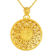 Pendentif tibétain Tantra en or 24k, pendentif de boussole à huit trésors de bon augure, pendentif ajouré en or massif de mode antique 