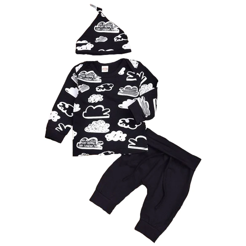 

Baby Boy Clothes Soft Autumn Baby Girl Clothing Sets Newborn Cotton Printed Long Sleeved T-shirt+pants+cap Kids 3pcs Suit 3-24M