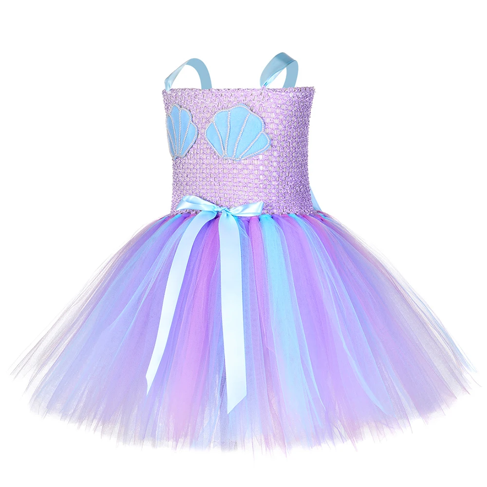 Платье-пачка принцессы русалки для девочек Seashell/Детский Костюм Русалки для девочек, Хеллоуин вечеринка в честь Дня Рождения, наряд
